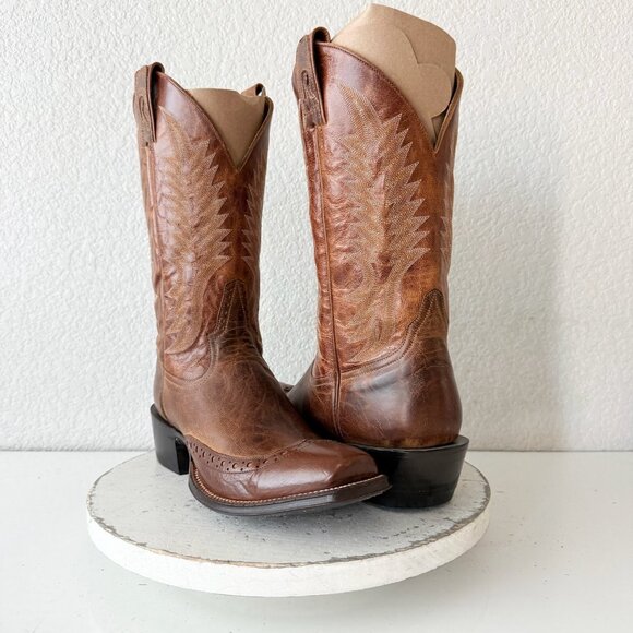 Rod Patrick Mens Cowboy Boots 10.5B Brown Calf Western Leather Soles Blunt Toe - Picture 14 of 14